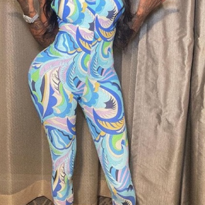 Electric Waves Print Jumpsuit