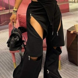 Zipper Obsession Wide-Leg Pants